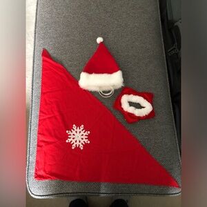 Christmas Cat Or Dog Santa Hat, Star Collar And Snowflake Bandana